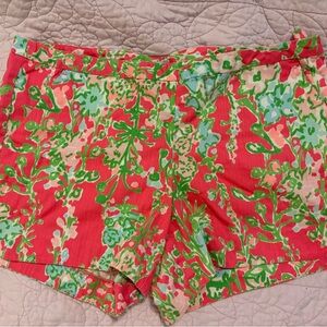 Lilly Pulitzer Red and Green Floral High Waist Shorts